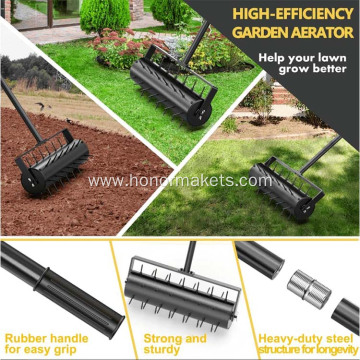 Garden hot sale Heavy Duty Rolling lawn aerator hand Tool Stainless Steel Handle Garden Yard Manual Aerator Lawn